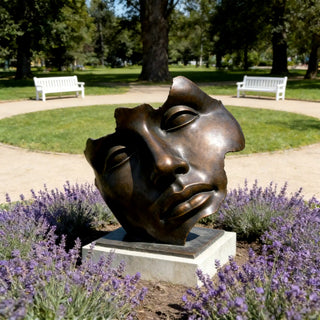 Victory Sculptures VSB-99 Bronze half-sleeping face sculpture for urban park art installation