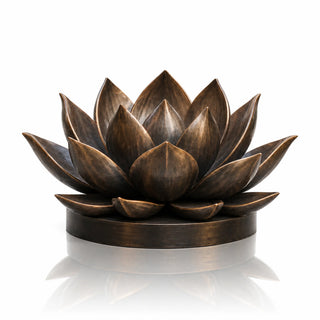 Outdoor bronze lotus garden statue with vintage finish for luxury courtyard and landscaped garden spaces
