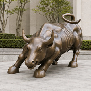 Outdoor modern bronze bull sculpture for office entrance hotel plaza luxury garden and public landscape installation