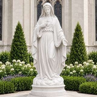 Premium marble Sacred Heart of Mary church statue for Catholic courtyards and prayer gardens VSM-160