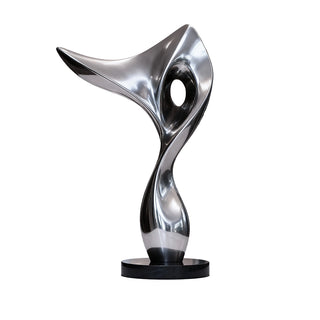Modern stainless steel curved sculpture for contemporary homes, luxury interiors, and artistic outdoor spaces.
