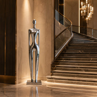 Victory Sculptures Polished stainless steel abstract human sculpture for luxury interior decor VSS-112