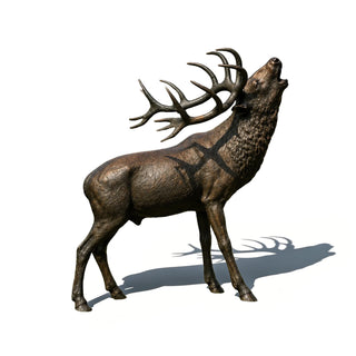 Handcrafted Bronze stag deer sculpture installed in an elegant villa garden and park decor VSB-117