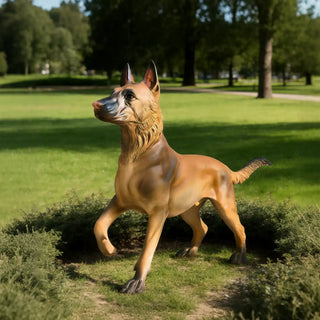 Realistic German Shepherd bronze finish dog statue for garden and outdoor decoration