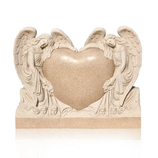 Red granite heart shaped headstone with angel for cemetery memorial and grave marker VSM-116