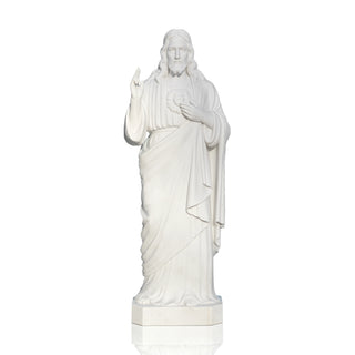 Christian marble Sacred Heart Jesus statuefor church, chapel and devotional spaces