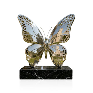 VICTORY stainless steel butterfly sculpture mirror finish, for homes, gardens, hotels, and public art