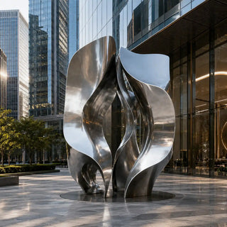 Double curved stainless steel interwoven sculpture with mirror finish modern design VSS-78
