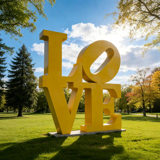 Painted stainless steel LOVE sculpture as an urban public art, city parks, commercial plazas.