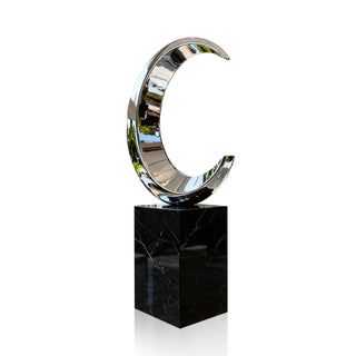 VICTORY VSS-01 Stainless steel mirror moon sculpture in luxury hotel lobby decor