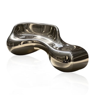 Streamline stainless steel bench sculpture with modern seating for airport terminal public