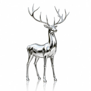 Large metal deer statue with branching antlers for estate entrance luxury home and landscaped garden