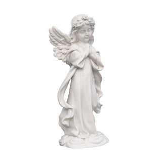 VICTORY VSM-84 Hand-carved white marble praying cherub statue for memorial garden