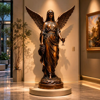 Antique bronze winged goddess sculpture ideal for winery décor and luxury home interiors VSB-62