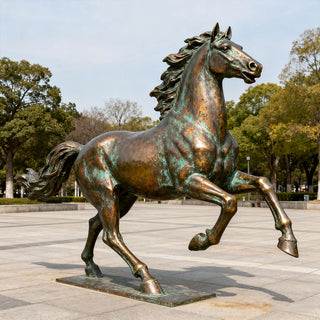 VICTORY VSB-02 bronze horse statue, hand-cast outdoor animal sculpture for luxury estate and ranch entrance decor