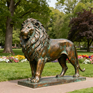 VICTORY hand-cast bronze lion statue VSB-01, custom outdoor animal sculpture for luxury decor and grand exteriors