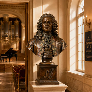 VICTORY VSB-07 bronze violinist bust sculpture, handcrafted classical musician statue for home and gallery