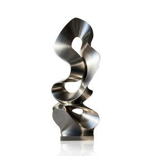 VICTORY Curved stainless steel abstract sculpture, luxury metal art for indoor and outdoor spaces.