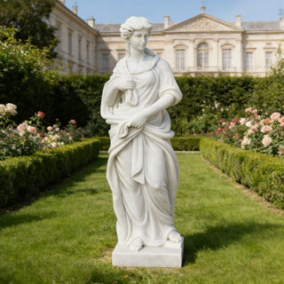Marble greek female statue with draped shawl hand carved classical sculpture for garden and villa decor