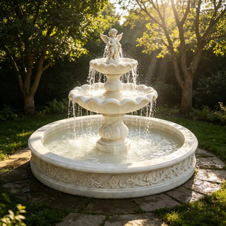 Romantic marble angel fountain for French villas, estates, and landscaped garden decor VSM-66