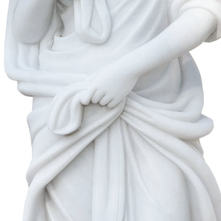 Marble goddess statue in classical Greek style with elegant drapery design for garden and villa decor