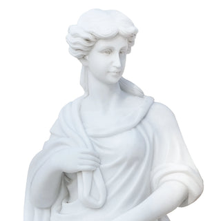 Marble goddess statue in classical Greek style with elegant drapery design for garden and villa decor