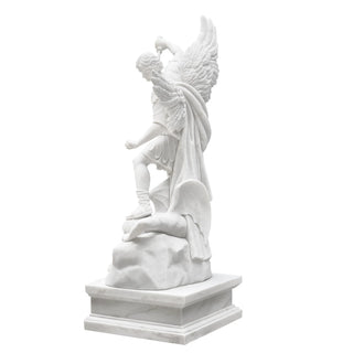 Catholic church marble Archangel Michael statue for sanctuary garden and religious monument.