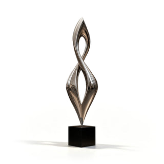 modern twist stainless steel sculpture VSS-14 with reflective abstract design for indoor and outdoor luxury decor