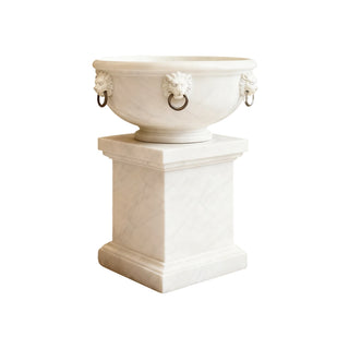VICTORY white marble planter VSM-38, hand-carved European outdoor stone flower pot for luxury garden décor.