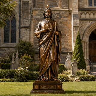 Handcrafted bronze Saint Jude statue designed for Catholic church and devotional worship spaces.