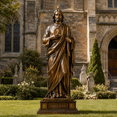 Handcrafted bronze Saint Jude statue designed for Catholic church and devotional worship spaces.
