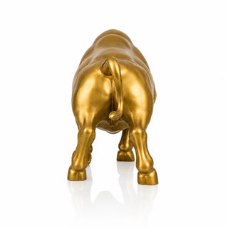 Luxury bronze charging bull sculpture finished in metallic gold for hotels, office entrances and public plazas
