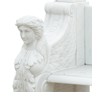 VICTORY VSM-76 Classical white marble garden bench sculpture for outdoor seating