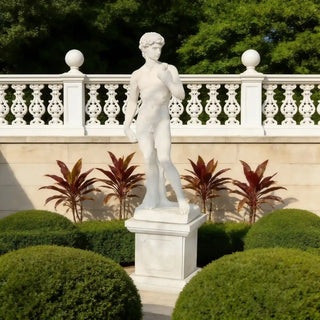White marble David statue replica inspired by Michelangelo for garden and museum decor