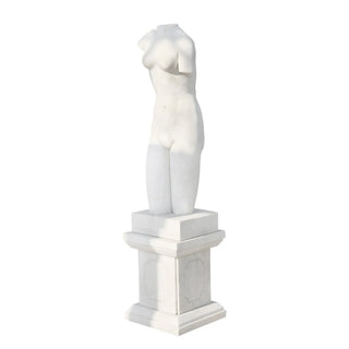 White marble female torso sculpture in classical style for modern interior and gallery decor