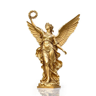 Outdoor Golden bronze Victory Goddess statue in a luxury hotel entrance garden, villa entrances and estates.VSB-169