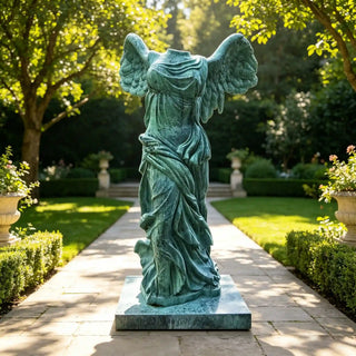 VICTORY VSB-89 Antique finish Greek goddess sculpture of Winged Victory for luxury garden spaces